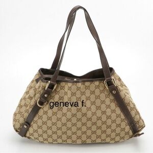 VINTAGE Gucci Tan and Brown Monogram Shoulder Bag